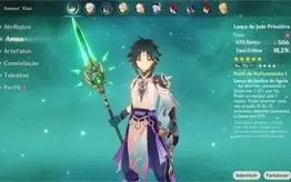 AR41 Xiao + Lança de Jade, Kazuha e Qiqi
