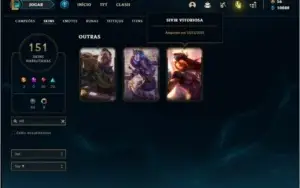 Conta prata 4 com 151 skins e 134 champs