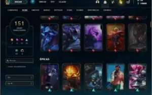 Conta prata 4 com 151 skins e 134 champs