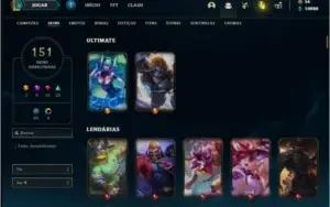 Conta prata 4 com 151 skins e 134 champs