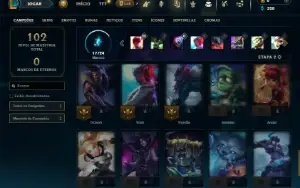 Mestre com 50 Champs e 8 Skins