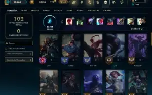 Mestre com 50 Champs e 8 Skins