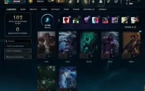Mestre com 50 Champs e 8 Skins