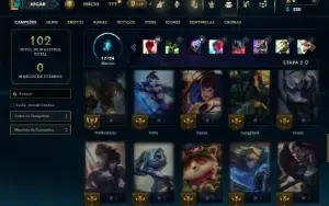 Mestre com 50 Champs e 8 Skins