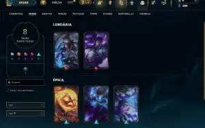Mestre com 50 Champs e 8 Skins