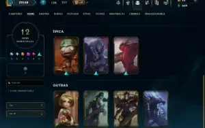 Unranked com 70 Champs e 12 Skins