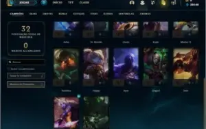 Conta ouro 3 com 20 champs e 9 fragmentos de skins
