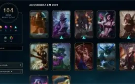 conta de lol nivel 216, 104+skins