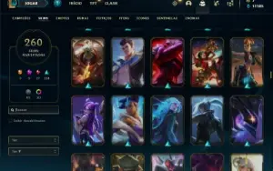 Conta Unranked com TODOS os champs e 261 skins