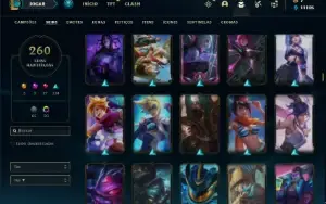 Conta Unranked com TODOS os champs e 261 skins