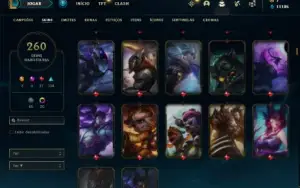 Conta Unranked com TODOS os champs e 261 skins