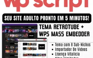 Tema Retrotube + Importar Vídeos em Massa Original Wpscript