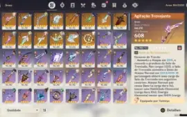 conta genshin end game AR 60, 19 pers 5* e 14 armas 5*