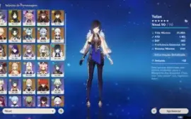 conta genshin end game AR 60, 19 pers 5* e 14 armas 5*