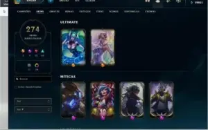 CONTA NO LOL COM 274 SKINS, MUITOS CROMAS