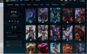 CONTA NO LOL COM 274 SKINS, MUITOS CROMAS