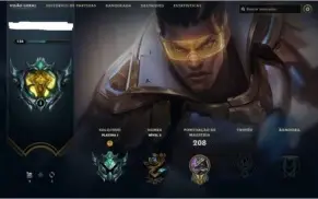 League of Legends Platina com 1 Skin Ultimate e 2 Míticas