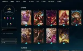 League of Legends Platina com 1 Skin Ultimate e 2 Míticas
