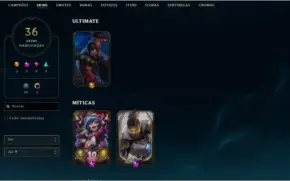 League of Legends Platina com 1 Skin Ultimate e 2 Míticas