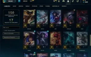 Conta ouro 3 com 50 Champs e 12 Skins + 8 Espolios