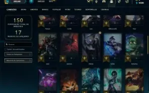Conta ouro 3 com 50 Champs e 12 Skins + 8 Espolios