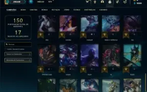 Conta ouro 3 com 50 Champs e 12 Skins + 8 Espolios