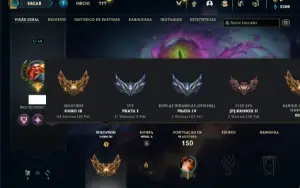 Conta ouro 3 com 50 Champs e 12 Skins + 8 Espolios