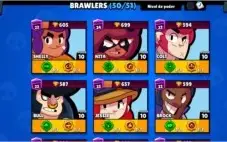CONTA BRAWL STARS - 49/50 BRAWLERS