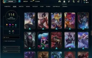 Conta prata 3 com 110 Champs e 114 Skins + 500k de Yasuo