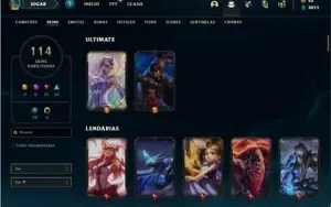 Conta prata 3 com 110 Champs e 114 Skins + 500k de Yasuo