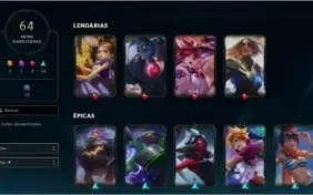 Conta D1 league of legends, 64skin, 2kdrp, 30k essencia azul