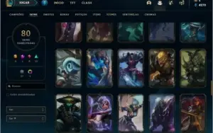 Conta League of Legends level 167 com inúmeras skins