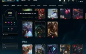 Conta League of Legends level 167 com inúmeras skins