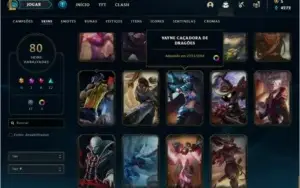 Conta League of Legends level 167 com inúmeras skins