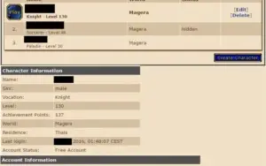 Elite Knight lvl 130 Magera bons skills c/ itens, addons