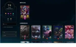 Conta lol platina 3 74 skins