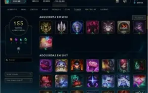 CONTA UNRANKED (GOLD OUTRAS SEASONS), ALL CHAMPS, 143 SKINS