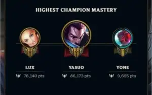 Conta lol platina 1 71% wr mmr mestre