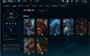 Conta Unranked com 43 Champs e 30 Skins + 4 Fragmentos