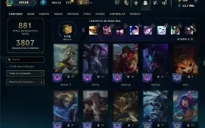 Unranked com TODOS os champs e 607 Skins ( Nivel 982 )