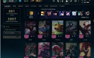Unranked com TODOS os champs e 607 Skins ( Nivel 982 )