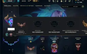Unranked com TODOS os champs e 607 Skins ( Nivel 982 )