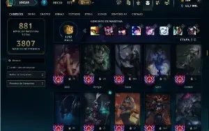 Unranked com TODOS os champs e 607 Skins ( Nivel 982 )