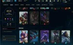 Prata 2 com TODOS os champs e 454 Skins ( Nivel 674 )