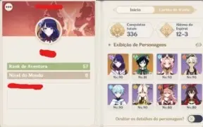 Conta Genshin impact AR57 - 10 Personagens 5* + 3 armas 5*