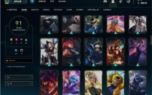 Conta prata 3 com 130 Champs e 91 Skins + 30k de EA