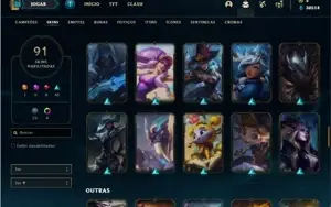 Conta prata 3 com 130 Champs e 91 Skins + 30k de EA
