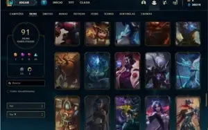 Conta prata 3 com 130 Champs e 91 Skins + 30k de EA