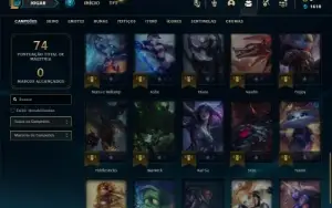 Platina 2 com 40 Champs e 3 Skins + 4 Fragmentos