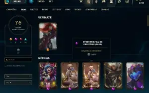 Conta bronze 1 com 75 Champs e 76 Skins + 3 Prestigios